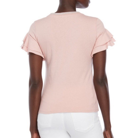 Romeo + Juliet Metallic Collar Ruffle Sleeve Tee - Picture 4 of 6